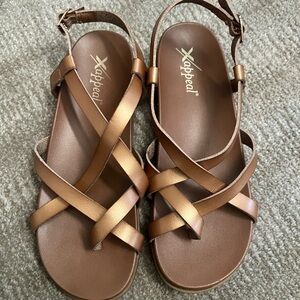 Xappeal Metallic Tan Strappy Sandals for Women. Brand New.